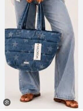 Wildfox Navy Star Denim Tote with White Bandana Accent Only 1